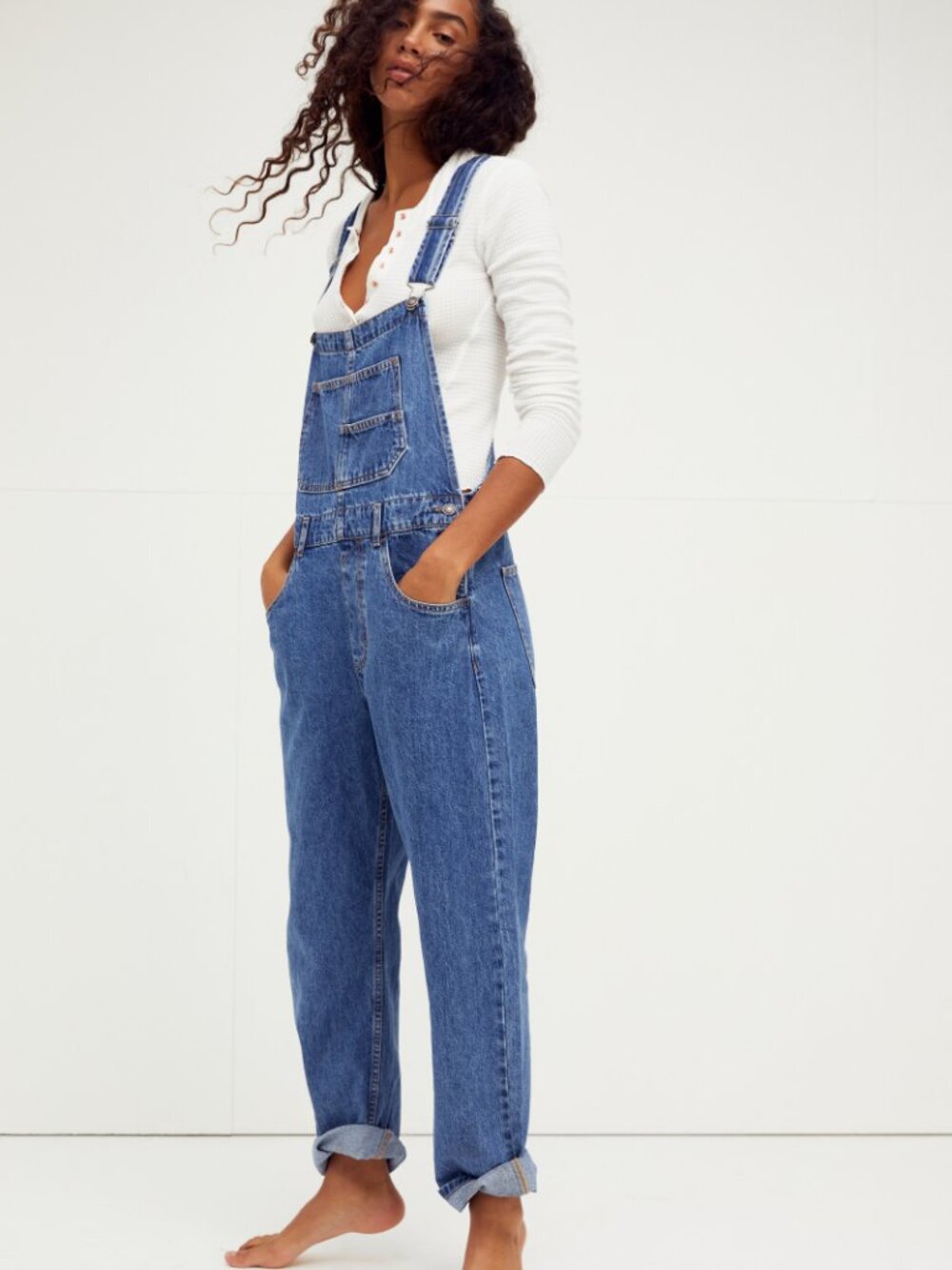 NWT Free People Ziggy Denim Overalls in Sapphire Blue - Picture 2 of 4